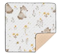 Foiosoh Cartoon Sweet Fox and Bee White Large Sturdy Baby Gym & Activity Mat for Indoor Outdoor Cozy Breathable Infant Play Activity Mat for Baby Toddler Infant, 50'' x 50''