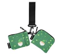 Foiosoh Clover and Dwarf Green Women's Coin Wallet Card Holder Mini Fashion Change Purse Wallet with Zipper Coin Pocket for Men Women 2 Pcs, clover and dwarf green, One Size, Modern