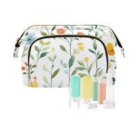 Foiosoh Clover and Stripes Simple Green Makeup Bag with Zipper, Travel Cosmetic Bag, Women's Cosmetic Bag, Coin Purse for Travel Accessories, Bellflower Canna Style, White, 1 Size, White Canna Style