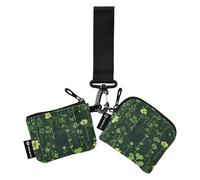 Foiosoh Clover Black and Green Women's Card Cases Change Holder Thin Flat Credit Card Wallet Organizer with Wristle Strap for Women Men 2 Pcs, clover black and green, One Size, Modern