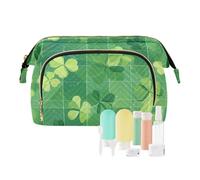 Foiosoh Clovers Ans Line Beige Cosmetic Bags Waterproof Cosmetic Bag Organizer Women's Coin Purse for Travel Accessories, plant clovers lucky green, One Size, Cartoon