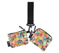 Foiosoh Colorful Wild Birds Women's Card Cases Change Holder Compact Size Coin Purse Change Holder with Zipper Coin Pocket for Men Women 2 Pcs, colorful wild birds, One Size, Modern