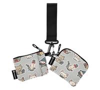 Foiosoh Cornish Rex Cats Gray Women's Dual Wallets Busniess Card Cases Mini Fashion Card Organizer Purse with Zipper Pocket for Ladies Girls 2 Pcs, Cornish Rex cats Gray, One Size, Modern