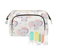 Foiosoh Country Leaf White Cosmetics Bag Lightweight Large Make Up Bag Makeup Period Bag for Makeup Brushes, Bow little elephant beige, One Size, Cartoon