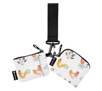 Foiosoh Country Pet Chicken White Women's Card Cases Change Holder Minimalist Key Chain Wallet Change Purse with Zipper Pocket for Work Travel 2 Packs, country Pet Chicken white, One Size, Modern