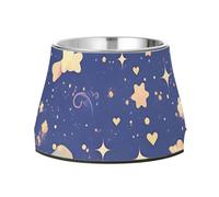 Foiosoh Cute Cartoon Stars on Blue Purple Bowls for Pets Enhanced Stainless Steel Pets Feeding Bowl for Loving Pet Whisker Friendly