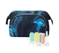 Foiosoh Cute Dinosaurs Funny Pattern Makeup Bags Lightweight Makeup Travel Bag Women's Coin Purse Wallet for Large Cosmetic, jelly fish black and blue, One Size, Cartoon