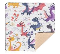 Foiosoh Cute Dragons White Large Non-Slip Baby Gym & Activity Mat for Floor Washable Activity Gym Mat for Babies Infants Toddlers, 50'' x 50''