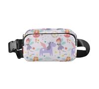 Foiosoh Cute Fairy unicorns Fashionable Waist Bag Fanny Pack for Women Men Teenagers Water Resistant Belt Bag with Adjustable Strap for Travel Running Hiking, Cute Fairy unicorns purple, One Size