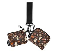 Foiosoh Cute Monsters Hallowmas Dual Coin Purse Credit Card Holder Wallet Mini Fashion ID Card Holders Protector with Wristle Strap for Ladies Girls 2 Pcs, Cute monsters Hallowmas, One Size, Modern