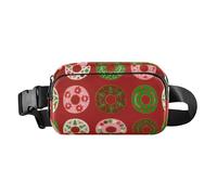 Foiosoh Donuts Pattern Illustration Fashion Fanny Pack Waist Bag for Women Men Teens Water Resistant Crossbody Sling Bag with Adjustable Strap for Cycling Hiking Gym, Donuts Pattern Illustration red,