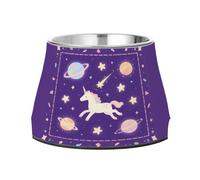 Foiosoh Dreamy Pattern Planet Pets Water&Food Bowls Elevated Stainless Steel Pets Dish Bowl for Slow Feed Cats Comfort Feeding