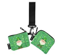 Foiosoh Dwarf and Clover Green Women's Wallets Card Cases Mini Fashion Credit Card Wallet Case with Zipper Pocket for Work Travel 2 Packs, dwarf and clover green, One Size, Modern