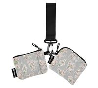 Foiosoh Easter Cornish Rex Cats Silver Women's Dual Wallets Busniess Card Cases Small Detachable Women's Money Organizers with Zipper Coin Pocket for Work Travel 2 Pcs, Easter Cornish Rex cats Silver