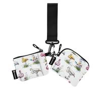Foiosoh Elegant Flamingo White Women's Dual Wallets Busniess Card Cases Cute Fashion Identity Card Protector with Zipper Pocket for Men Women 2 Packs, elegant Flamingo white, One Size, Modern