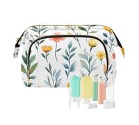 Foiosoh Flowers Bellflower Canna White Cosmetic Bags Zipper Travel Cosmetic Bag Women's Coin Purse for Makeup Organizer, Flowers bellflower Canna white, One Size, Cartoon