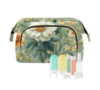 Foiosoh Flowers Carnation Orange and Teal Makeup Bag Waterproof Large Capacity Travel Women's Coin Purse Wallet for Cosmetic Toiletry, Pansy Carnation Green, One Size, Cartoon