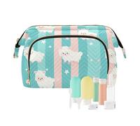 Foiosoh Flowers Orange Makeup Bags Portable Cosmetic Bags with Zipper Change Wallet, lamb and stars teal, 1 size, Cartoon, lamb and stars teal, 1 size, cartoon