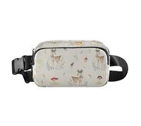 Foiosoh Foxes Deer Animal Trendy Fanny Waist Pack for Women Men Teenagers Mini Bum Belt Bag with Adjustable Strap for Travel Shopping Running, Foxes Deer Animal Cream, One Size