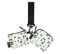 Foiosoh Freshness Cat Pattern Green and White Women's Change Wallet Card Cases Large Capacity Credit Card Wallet Organizer with Wristle Strap for Men Women 2 Pcs, freshness cat pattern green and white