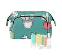 Foiosoh Funny House Pattern Peach Cosmetic Bag Waterproof Capacity Travel Cosmetic Bag Cosmetic Bags For Wallet For Women Travel, Cactus Teal, 1 size, Cartoon, Cactus Teal, 1 size, cartoon