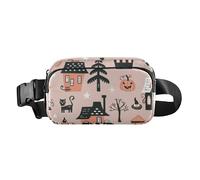 Foiosoh Funny House Pattern Peach Cute Waist Pack Crossbody Bag for Women Men Teenagers Water Resistant Sling Bag Travel Essential with Adjustable Strap for Workout Running Hiking, funny house pattern