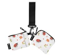 Foiosoh Funny Lady Bug White Women's Dual Wallets Busniess Card Cases Small Portable Key Chain Wallet Change Purse with Zipper Pocket for Work Travel 2 Packs, funny Lady Bug white, One Size, Modern