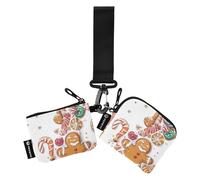 Foiosoh Gingerbread Candy White Dual Coin Purse Credit Card Holder Wallet Slim Portable Identity Card Protector with Wristle Strap for Women Men 2 Pcs, Gingerbread Candy white, One Size, Modern