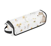 Foiosoh Hair Tool Travel Bag for Women with Heat Resistant Pad Portable Hair Styling Tool Organizer for Hot Tools Curling Iron Flat Irons Hair Volumizer Styler, Cartoon Sweet Fox and Bee White