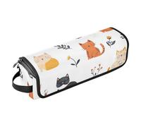 Foiosoh Hair Tool Travel Bag for Women with Heat Resistant Pad Waterproof Portable Open Flat Travel Bag for Flat Iron Hot Tools and Haircare Accessories, Sweet Cats and Flowers White