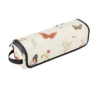 Foiosoh Hair Tool Travel Bag with Heat Resistant Mat Waterproof Curling Iron Travel Case for Hot Tools Curling Iron Flat Irons Hair Volumizer Styler, Cute Butterfly and Small Flowers Beige