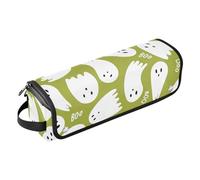 Foiosoh Hair Tool Travel Bag with Iron Mat Removable Hair Styling Accessories Organizer for Straigheners, Curling Iron, Hair Dryer, Green Halloween Ghosts