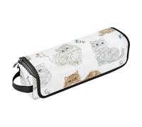 Foiosoh Hair Tools Travel Bag with Heat Resistant Mat Large Capacity Hair Straighteners Organizer for Flat Irons, Straighteners, Curling Irons, Selkirk Rex Cats White and Brown