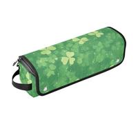 Foiosoh Hair Tools Travel Bag with Heat Resistant Pad Large Capacity Hair Tool Organizer for Flat Iron Hot Tools and Haircare Accessories, Clover Lucky Green