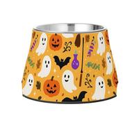 Foiosoh Halloween Ghosts Dogs Food Bowl Non Slip Stainless Steel Cat Feeding Bowls for Loving Pet Whisker Friendly