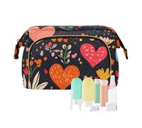 Foiosoh Happy Easter Rabbit Cosmetics Bag Lightweight Large Cosmetic Bag Jewelry for Makeup Brush, love red Love black, One Size, Cartoon