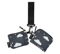 Foiosoh Helicopter and Stars Cloud Women's Change Wallet Card Cases Slim Portable Women Credit Card Case Coin Purse with Wristle Strap for Work Travel 2 Pcs, Helicopter and Stars Cloud, One Size