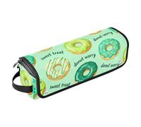 Foiosoh Hot Hair Tools Travel Bag and Heat Resistant Mat with Zipper Waterproof Portable Open Flat Travel Bag for Straigheners, Curling Iron, Hair Dryer, Sweet Donut Pattern Green
