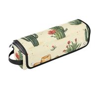 Foiosoh Hot Hair Tools Travel Bag with Removable Heat Resistant Mat Large Capacity Hair Straighteners Organizer for Curling Iron Straightener Flat Hair Dryer, Boho Cactus and Hat Yellow