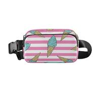 Foiosoh Ice Cream Stripe Fashionable Waist Bag Fanny Pack for Women Men Teens Mini Sling Chest Bag with Adjustable Strap for Travel Gym Work, Ice Cream stripe, One Size