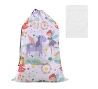 Foiosoh Kawaii Fairy Unicorn Large Laundry Storage Bag with Mesh Laundry Lining Bag Set for School Dorm Heavy Duty Reusable Toy Bags