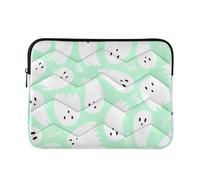 Foiosoh Laptop Sleeve Case 13-14 Inch Cute Laptop Cases Mint Green Halloween Ghosts Notebook Computer Pocket for Travel Business