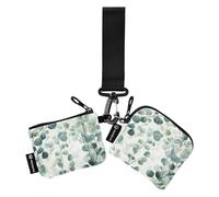 Foiosoh Leaf Freshness Teal and White Women's Change Wallet Card Cases Slim Detachable Zipper Coin Purse Wallet with Keychain for Men Women 2 Packs, leaf freshness teal and white, One Size, Modern