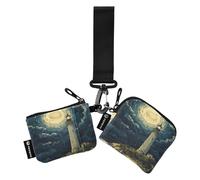 Foiosoh Lighthouse Seaside Women's Coin Wallet Card Holder Slim Detachable Card Organizer Purse with Keychain for Men Women 2 Packs, Lighthouse seaside, One Size, Modern