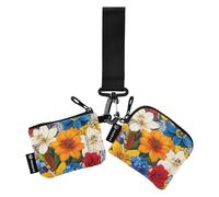 Foiosoh Lily Delphinium Carnation Colorful Dual Wristlet Wallets for Women Large Capacity ID Card Holders Protector with Wristle Strap for Ladies Girls 2 Pcs, Lily Delphinium Carnation colorful, One