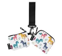 Foiosoh Magic Funny unicorns White Women's Coin Wallet Card Holder Mini Fashion Identity Card Protector with Keychain for Women Men 2 Pcs, magic funny unicorns white, One Size, Modern