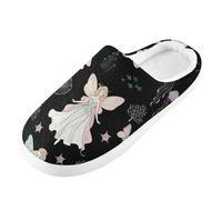 Foiosoh Men's Women's Memory Foam Slippers House Slippers Outdoor Indoor Warm Plush Bedroom Shoes, Pastel Fairies and Butterflies Pattern, 12-13 Women/10-11 Wide Men