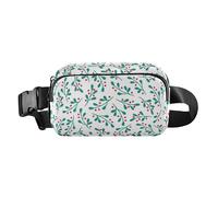 Foiosoh Mistletoe and Berry Cute Waist Pack Crossbody Bag for Women Men Teenagers Water Resistant Bum Belt Bag with Adjustable Strap for Travel Vacation Running, Mistletoe And Berry red geen, One Size
