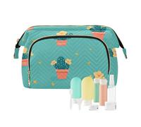 Foiosoh Peach Cosmetic Bag Funny House Design Waterproof Capacity Travel Cosmetic Bag Travel Women Cosmetic Bag Yellow Flowers Teal, Yellow, Teal Flowers, 1 size, Cartoon