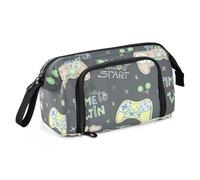 Foiosoh Pencil Bag Large Capacity Zipper Pencil Case Portable Stand Up Pencil Case for Adolescentes High School Supplies Joystick Doodles Text